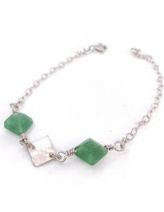 bracelet argent rhodié antiallergique collection lola avec pierres naturelles d'aventurine création artisanale just'in jewels