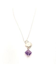 collier argent rhodié antiallergique avec pierre fine véritable d'améthyste collection lola de Just'in jewels