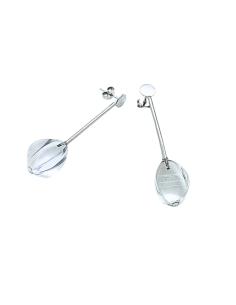 Boucle d'oreille artisanale argent rhodié avec pierre fine naturelle cristal de roche création just'in jewels