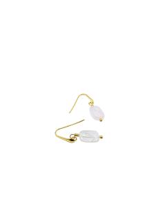 boucle d'oreille crochet argent plaqué or vermeil avec pierre fine naturelle de quartz rose creation justin jewels