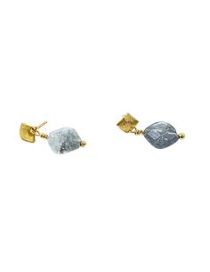 boucle d'oreille argent plaqué or vermeil avec pierre fine naturelle quartz gris collection LOLA just'in jewels 2