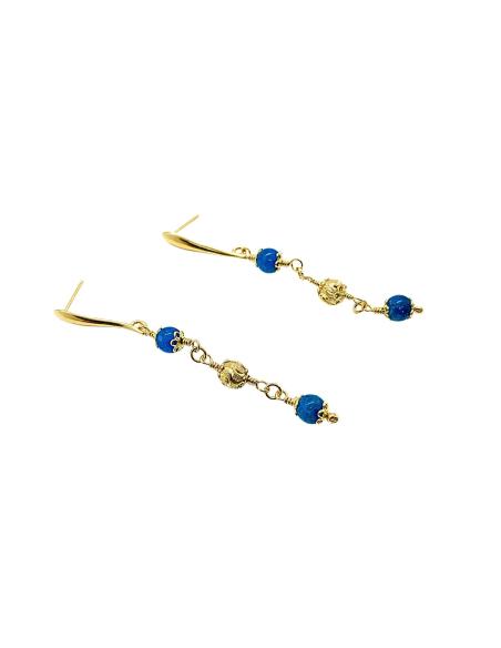 boucle d'oreille argent vermeil avec pierre fine apatite collection alexiane de just'in jewels