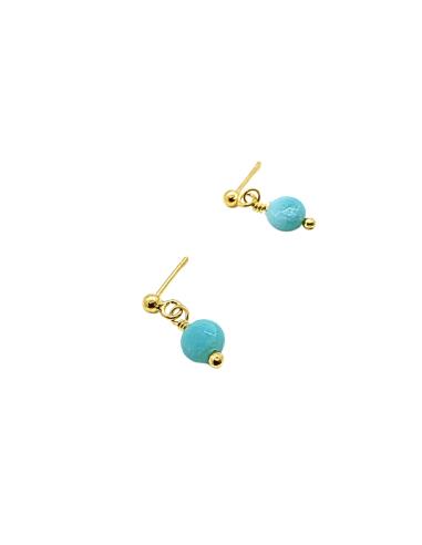 boucle d'oreille artisanale argent plaqué or vermeil pierre fine naturelle amazonite collection helina JUST'IN  JEWELS