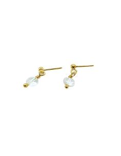 boucle d'oreille artisanale argent plaqué or vermeil avec cristal de roche naturel collection helina de chez just'in jewels