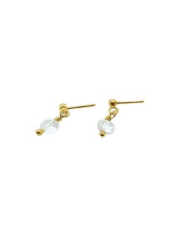 boucle d'oreille artisanale argent plaqué or vermeil avec cristal de roche naturel collection helina de chez just'in jewels