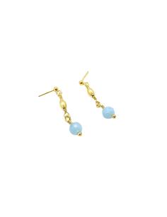 boucle d'oreille argent plaqué or vermeil pierre naturelle aigue marine collection helina just'in jewels