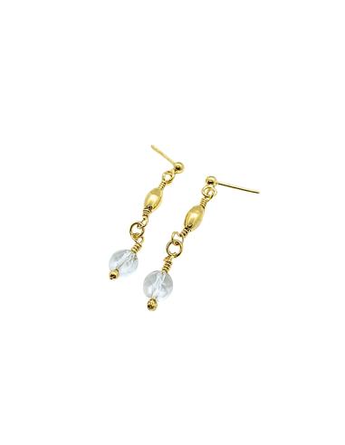 boucle d'oreille argent plaqué or vermeil collection helina avec pierre naturelle de cristal de roche Just'in jewels