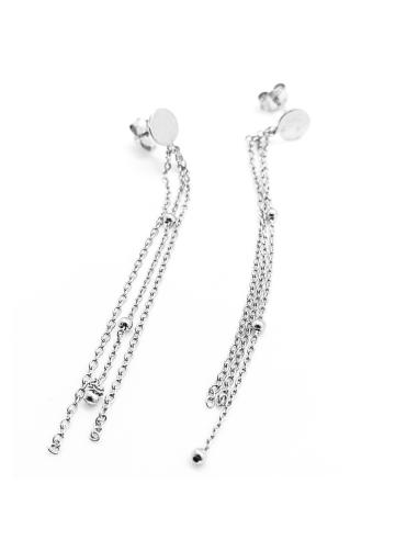 boucle d'oreille argent rhodié antiallergique 3 chaines collection loulou de chez just'in jewels
