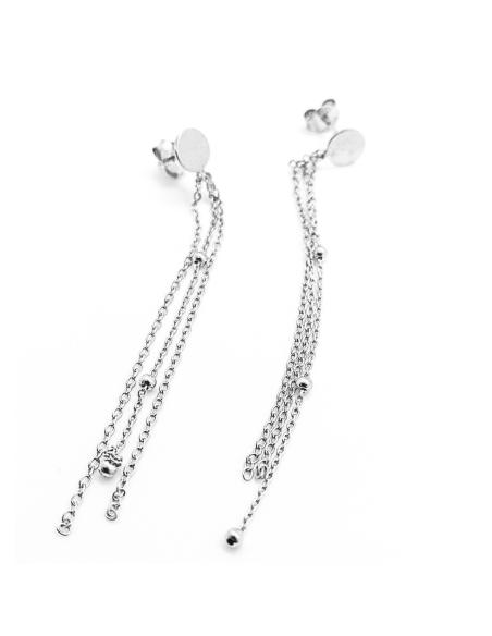 boucle d'oreille argent rhodié antiallergique 3 chaines collection loulou de chez just'in jewels