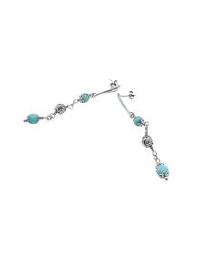 boucle d'oreille artisanale argent rhodié avec perles de pierres fines d'amazonite collection alexiane de just'in jewels