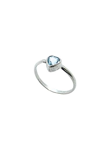 bague artisanale argent avec pierre fine topaze bleue finition rhodié antiallergique,création just'in jewels
