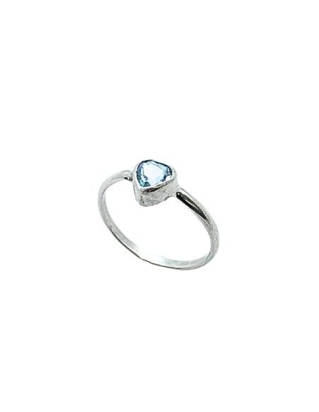 bague artisanale argent avec pierre fine topaze bleue finition rhodié antiallergique,création just'in jewels