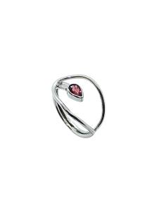 bague artisanale argent rhodié antiallergique avec grenat véritable taillé poire création just'in jewels