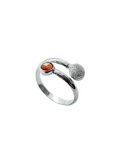 bague artisanale argent toi et moi avec véritable pierre de soleil, création Just'in Jewels