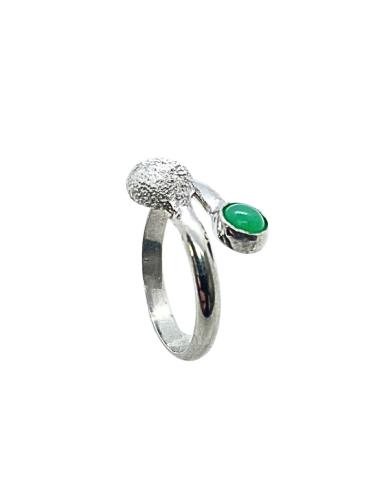 bague argent artisanale toi et moi chrysoprase véritable création just'in jewels