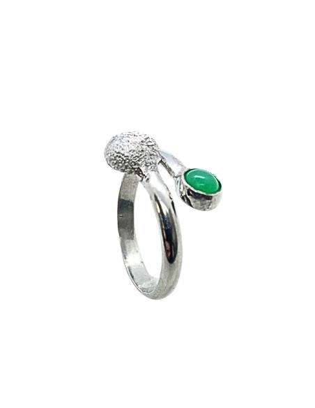 bague argent artisanale toi et moi chrysoprase véritable création just'in jewels