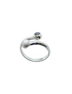 bague artisanale argent rhodié avec cabochon de pierre de lune créations Just'In jewels