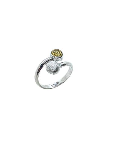 bague argent rhodié antiallergique avec cabochon de quartz rutile création just'in jewels