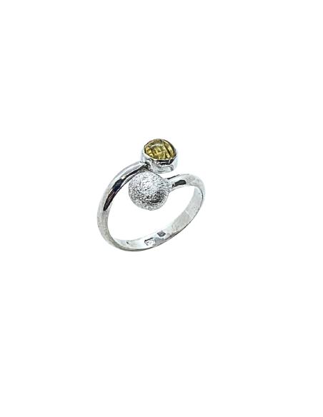 bague argent rhodié antiallergique avec cabochon de quartz rutile création just'in jewels