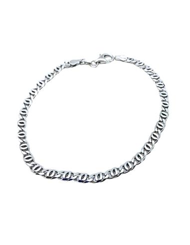bracelet argent artisanal pour homme finition rhodiée chaine mécanique