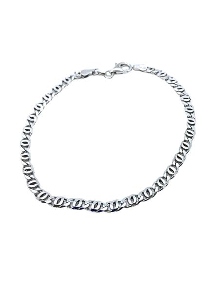 bracelet argent artisanal pour homme finition rhodiée chaine mécanique