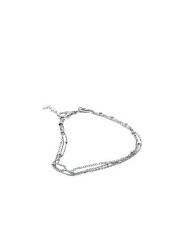 Bracelet artisanal triple chaine boules argent...
