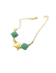 bracelet artisanal argent plaqué or vermeil avec pierre fine naturelle d'aventurine collection lola de chez just'in jewels
