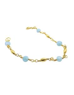 bracelet artisanal argent plaqué or vermeil avec véritable pierres fines d'aigue marine collection helina de chez Just'In Jewels