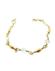 bracelet artisanal argent plaqué or vermeil avec véritable cristal de roche collection helina de chez Just'In Jewels.