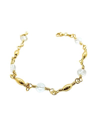 bracelet artisanal argent plaqué or vermeil avec véritable cristal de roche collection helina de chez Just'In Jewels.