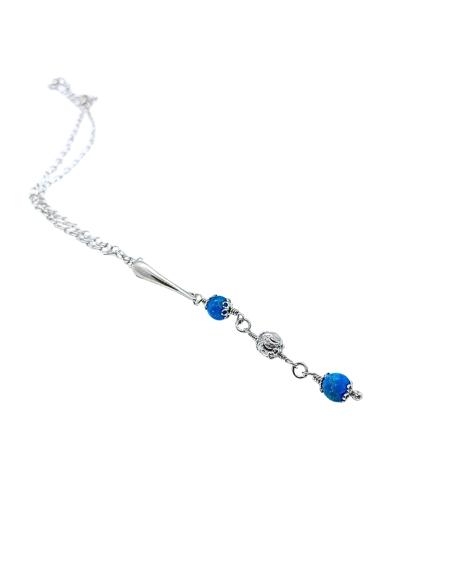 collier artisanal argent rhodié antiallergique avec pierres fines d'apatite