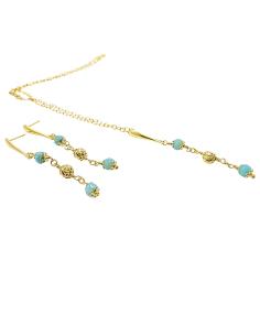 collier artisanal argent plaqué or vermeil avec pierres fines naturelles d'amazonite collection alexiane de just'in jewels 2