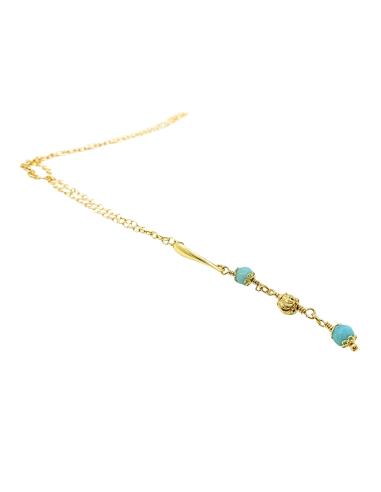 collier artisanal argent plaqué or vermeil avec pierres fines naturelles d'amazonite collection alexiane de just'in jewels