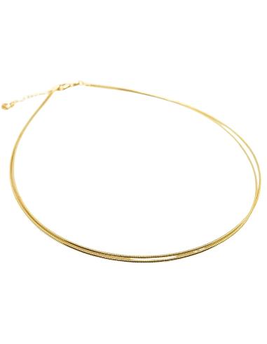 collier semi-rigide double tour de cou chaine omega de 1mm finition vermeil garantie par Just'in Jewels