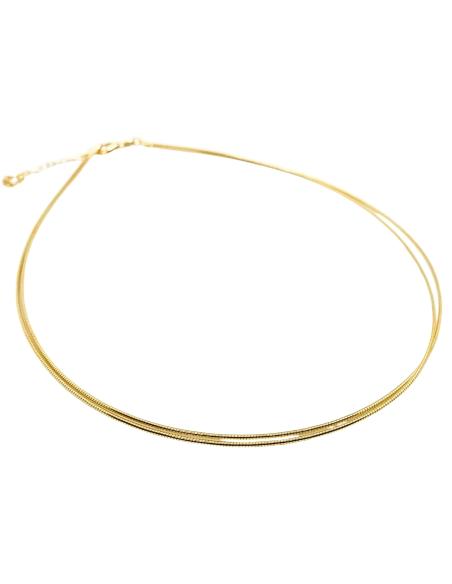 collier semi-rigide double tour de cou chaine omega de 1mm finition vermeil garantie par Just'in Jewels