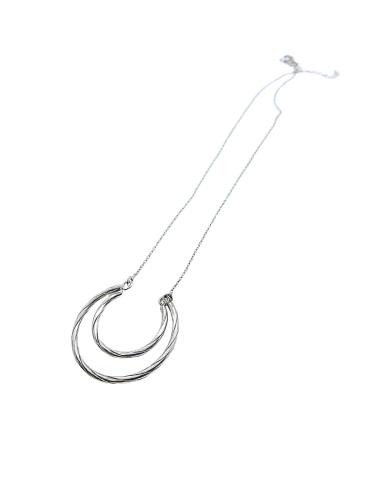 collier argent double tube strié création artisanale rhodiée antiallergique création just'in jewels