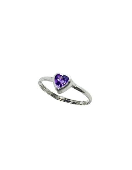 bague artisanale pour femme argent rhodié antiallergique avec pierre fine naturelle d'améthyste création just'in jewels
