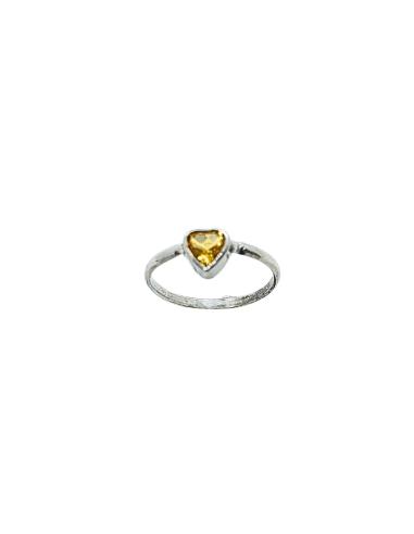 bague artisanale pour femme en argent rhodié antiallergique avec pierre fine de citrine création Just'in jewels