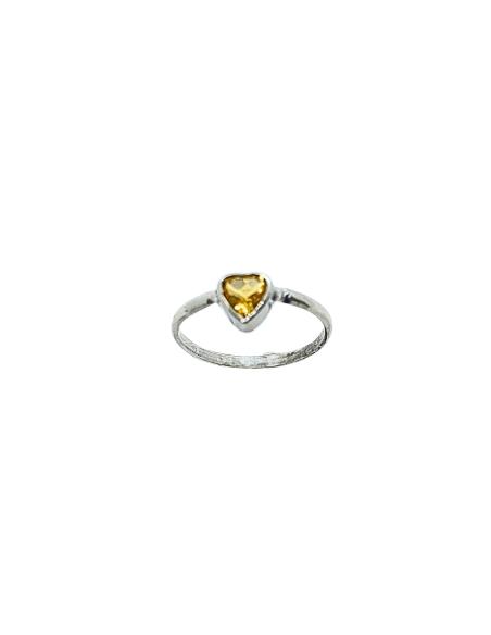 bague artisanale pour femme en argent rhodié antiallergique avec pierre fine de citrine création Just'in jewels