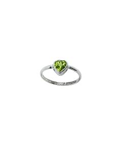 bague artisanale pour femme en argent rhodié antiallergique avec pierre fine naturelle de peridot création just'in jewels