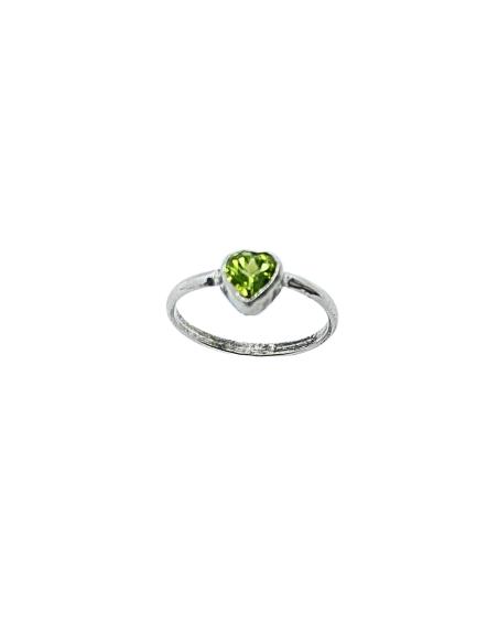 bague artisanale pour femme en argent rhodié antiallergique avec pierre fine naturelle de peridot création just'in jewels