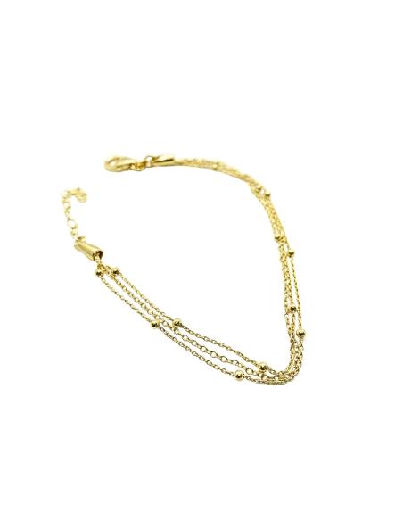 braclet argent plaqué or vermeil 3 fils de chaines collection Loulou création Just'in Jewels