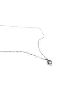 collier artisanal pour femme en argent rhodié avec cristal de roche taillé en forme de coeur réation Just'in Jewels