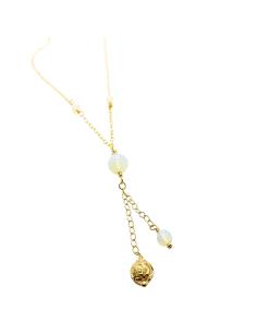 collier argent artisanal pour femme plaqué or vermeil avec perle de verre opalin