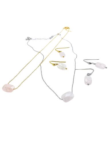 Collier artisanal femme argent rhodié quartz...