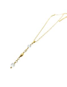 collier artisanal argent plaqué or vermeil avec pierres naturelles de cristal de roche collection Hélina de Just'in Jewels