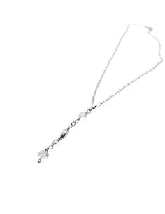 collier artisanal argent rhodié pour femme avec pierres naturelles de cristal de roche collection helina de chez Just'in Jewels