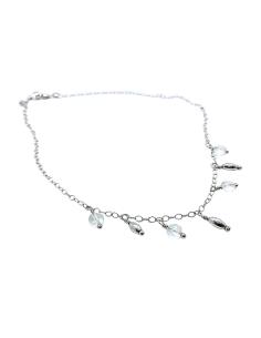 collier artisanal argent rhodié antiallergique pour femme avec pierres véritables de cristal de roche