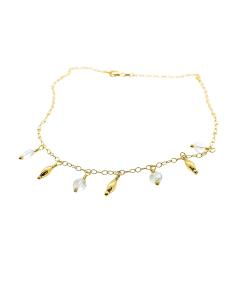 collier artisanal argent plaqué or vermeil avec pierres fines de cristal de roche collection helina de chez just'in jewels