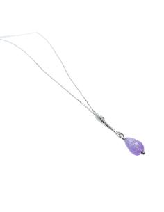 collier argent rhodié antiallergique pour femme avec goutte d'améthyste création just'in jewels